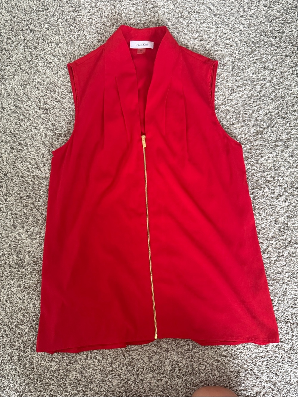 Calvin Klein Red Sleeveless Zip-Front Tunic